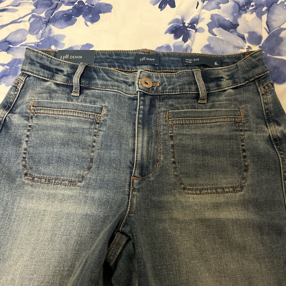 J. Jill Blue Flare Wide Leg Jeans - Picture 3 of 6